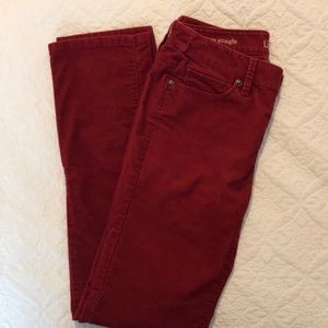 LOFT Modern Straight red corduroy pants